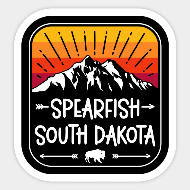 Spearfish South Dakota Vintage Mountain Sunset Sticker by SouthDakotaGifts